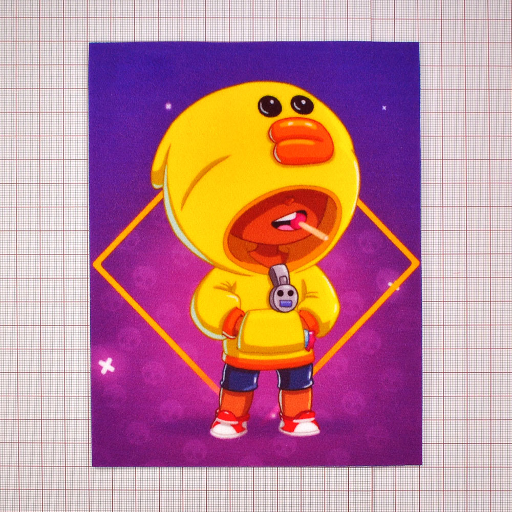 Аппликация пришивная Brawl Stars (Leon утка) 14,5*17,5см, желто-фиолетовый /кашемир/, шт. Нашивка