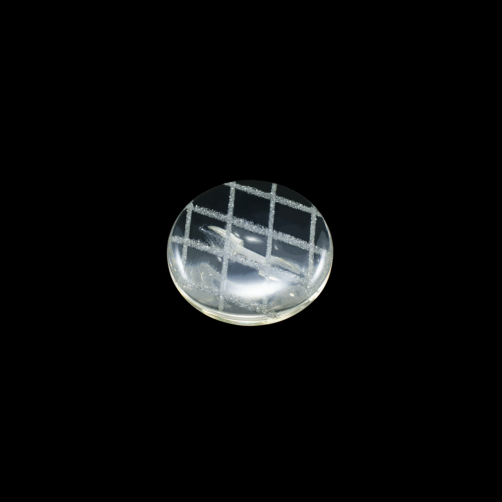 Пуговица №2904-60 прозрачная / серебряная решетка. Пуговица декоративная