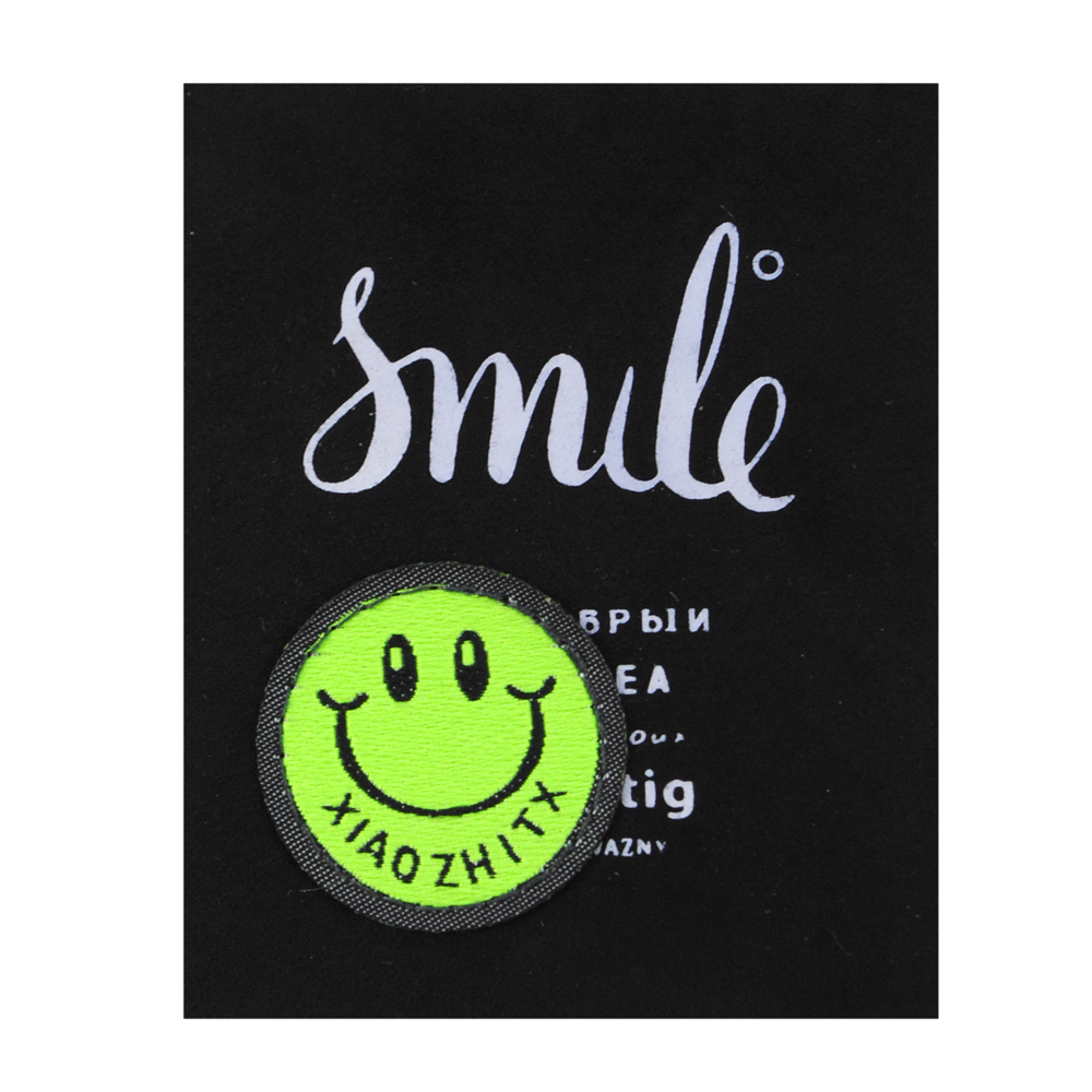 Лейба ткань Smile, 8*6,5см, чёрн., фон, зел., смайл, шт. Лейба Ткань