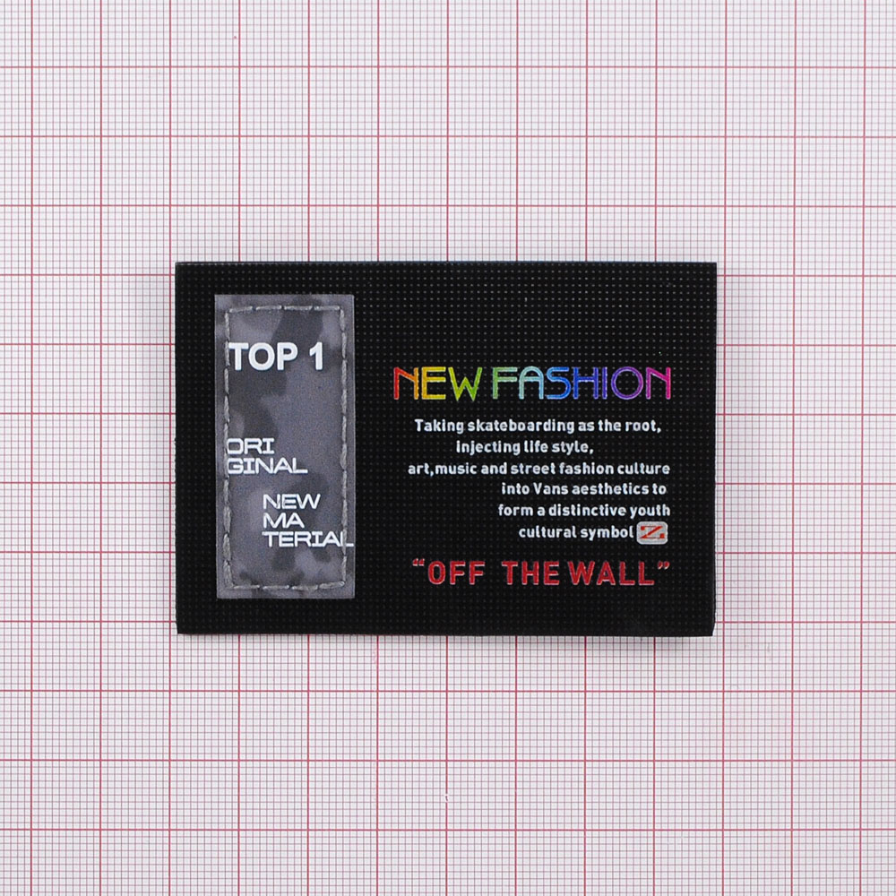 Лейба тканевая NEW FASHION 7,5*5,5см, серый, черный, красный, белый, шт. Лейба Ткань