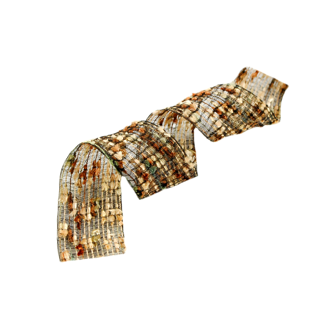 Тесьма Букле 2,6см, бежево-коричневый и темно-коричневая сеть, 50ярд. Тесьма