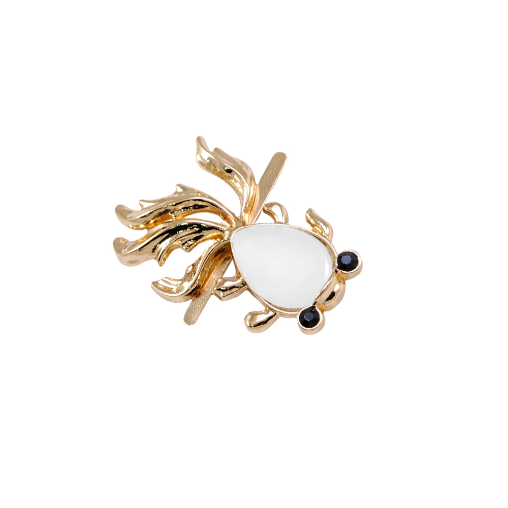 Краб металл Рыбка ПРАВЫЙ 39*25, золото, черные камни, белый жемчуг,  шт. Крабы Металл Цветы, Жуки