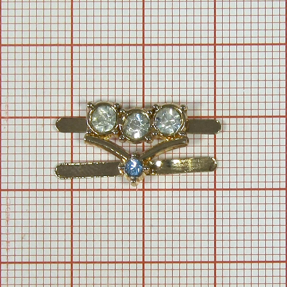 Краб металл 94869 3 и 1 камни стрелка 14*12мм GOLD, белые, голубые камни, шт. Крабы Металл Геометрия Декор