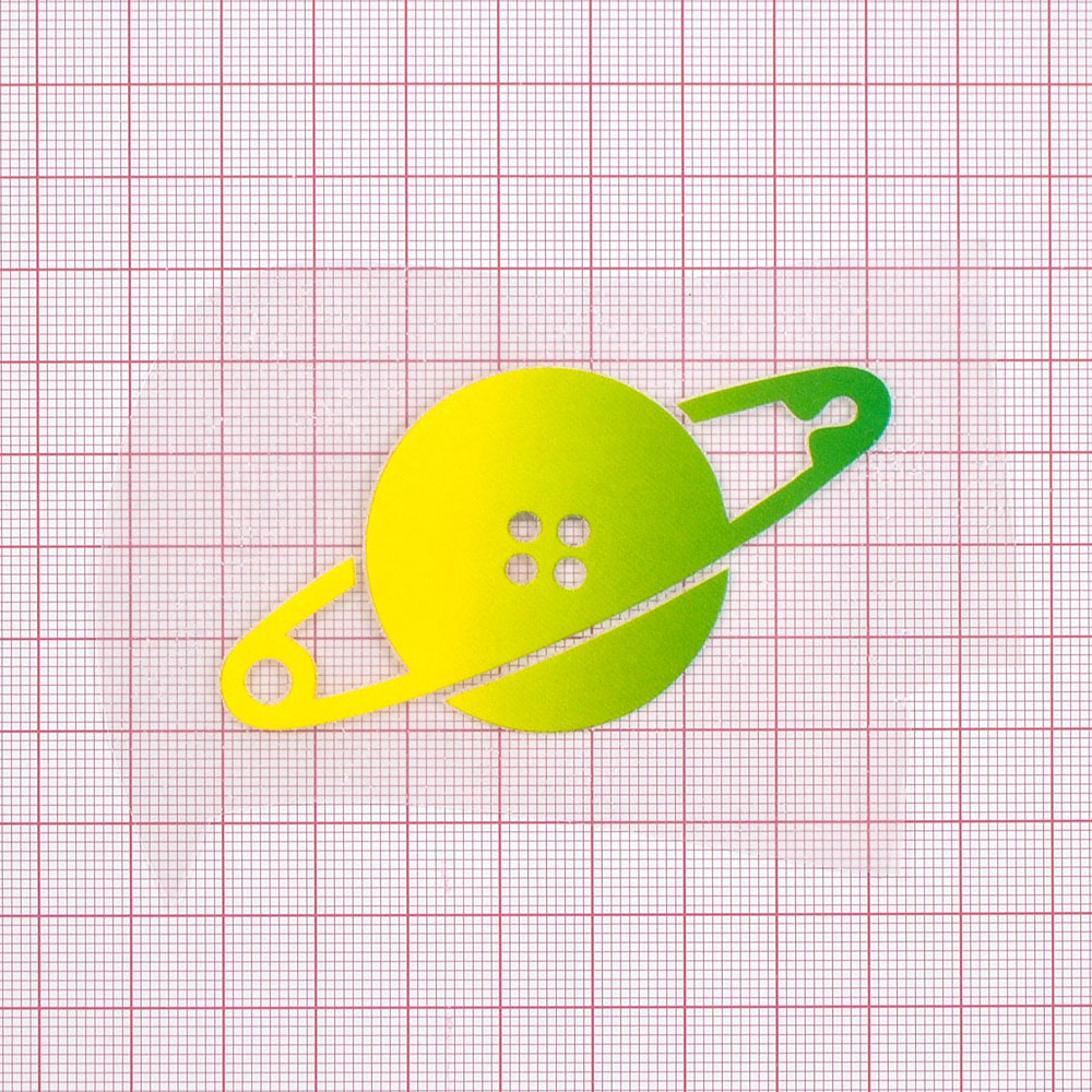 Термоаппликация Планета Пуговица 4,5*7,5см,  салатовый, желтый шт. Термопереводки Детские