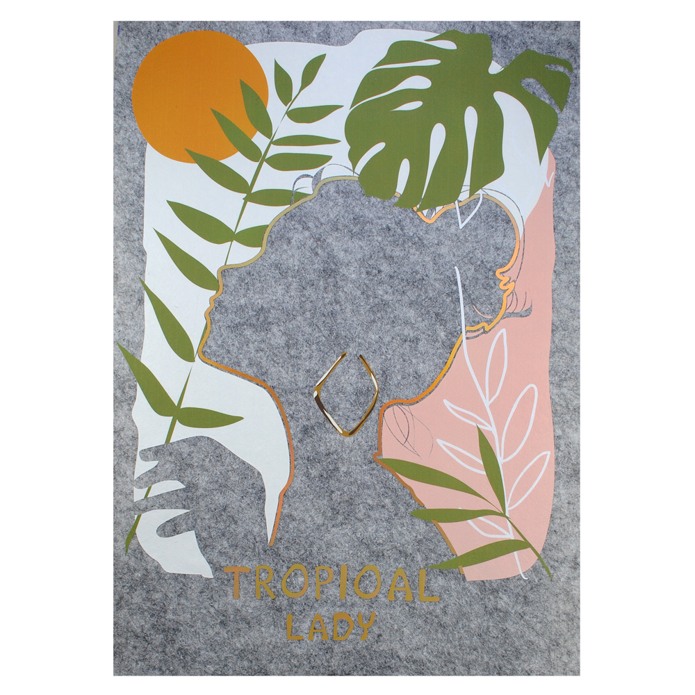 Термоаппликация Tropical Lady, 26*19см, зеленый, белый, розовый, шт. Термопереводки Ассорти