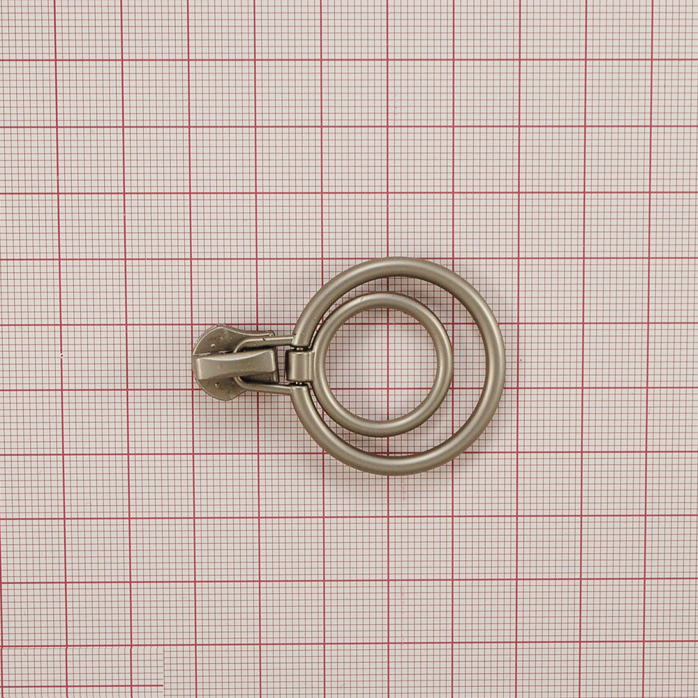 Бегунок металл №5 с подвеской 50*33мм, 2 кольца, матовый никель, шт. Бегунок