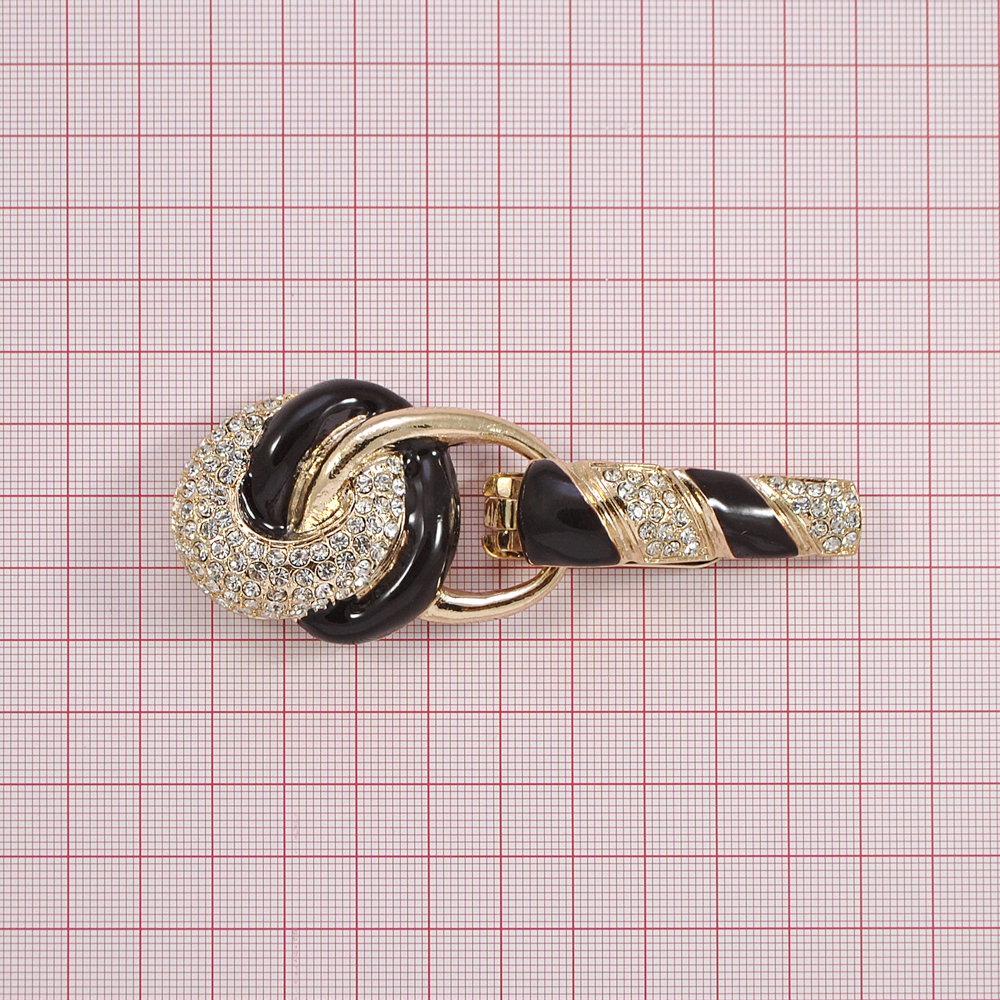 Клипса шубная 3279615 GOLD, коричневая эмаль, белые камни, шт. Клипсы шубные, крючки