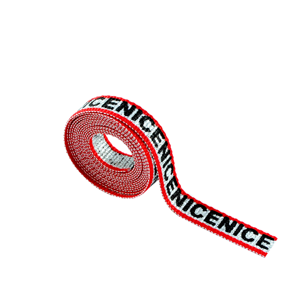 Тесьма NICE 1см, красный, черный, серебряный люрекс, 50 ярд. Тесьма