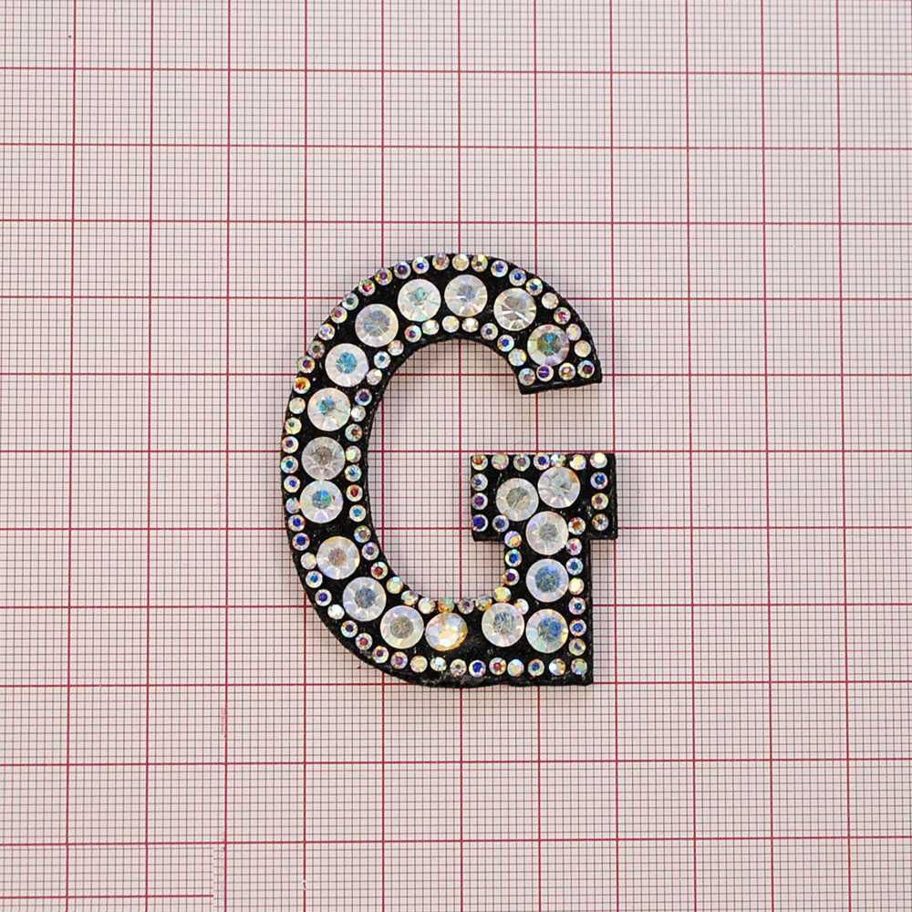 Аппликация клеевая стразы G 5,5*4,3см, черный, камни белый хамелеон, шт. Аппликации клеевые Стразы комб.