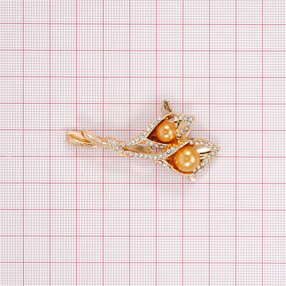Краб металл Брошь в коричневом жемчуге Правый 60*29 золото, белые камни, коричневый жемчуг, шт. Крабы Металл Цветы, Жуки