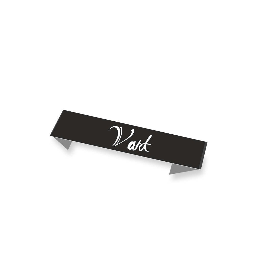 Этикетка тканевая вышитая V art  №6, 1,2*7,6см, черная и белый лого /atkisatin/, шт. Вышивка / этикетка тканевая