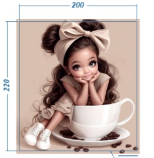 Аппликация композит, Девочка в чашке, 20*22см, корол. атлас, сублимация, лазер, SS20 32596, шт. Аппликация композит