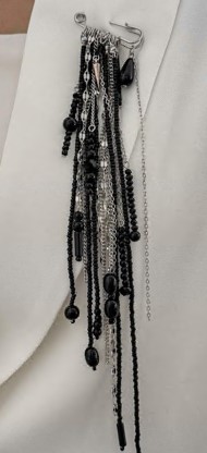 Булавка, 4*22см, серебро, бусины черные, цепочки, шт. Булавки