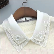 Воротник с цветами и бусинами, белый, шт. Воротники