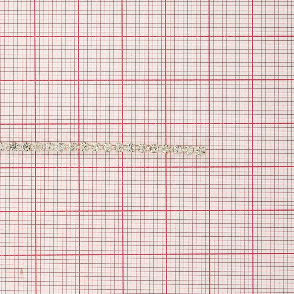 Тесьма стразы SS6 никель, белые камни, ярд. Тесьма из страз