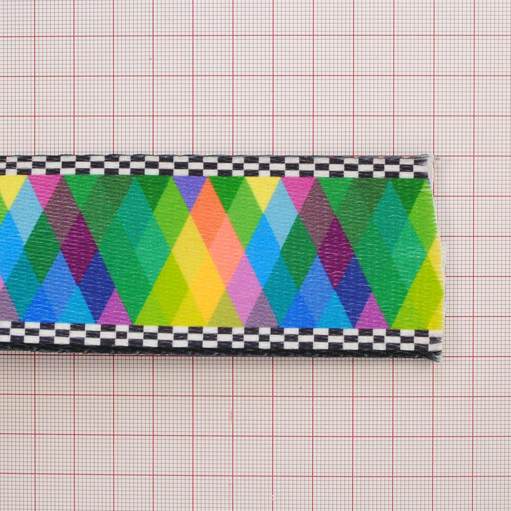 Тесьма Ромбы 5см, белый, темно-серый, зеленый, синий, фиолетовый, оранжевый, желтый, 50ярд. Тесьма