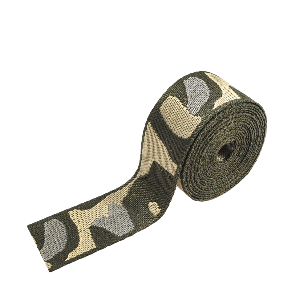 Тесьма Камуфляж 2см, коричневый, бежевый, серый, 50ярд. Тесьма