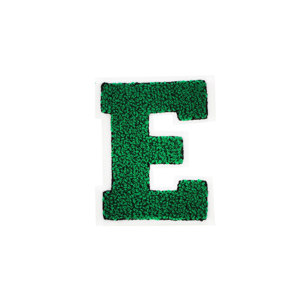 Нашивка махровая E 70*90мм буква зелено-белая, шт. Нашивка Махровая