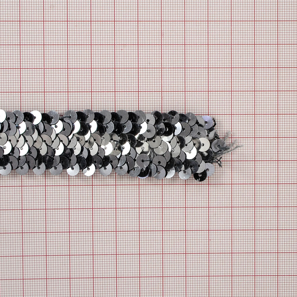 Резинка из пайеток 2,8см серебро, 50ярд. Резинка