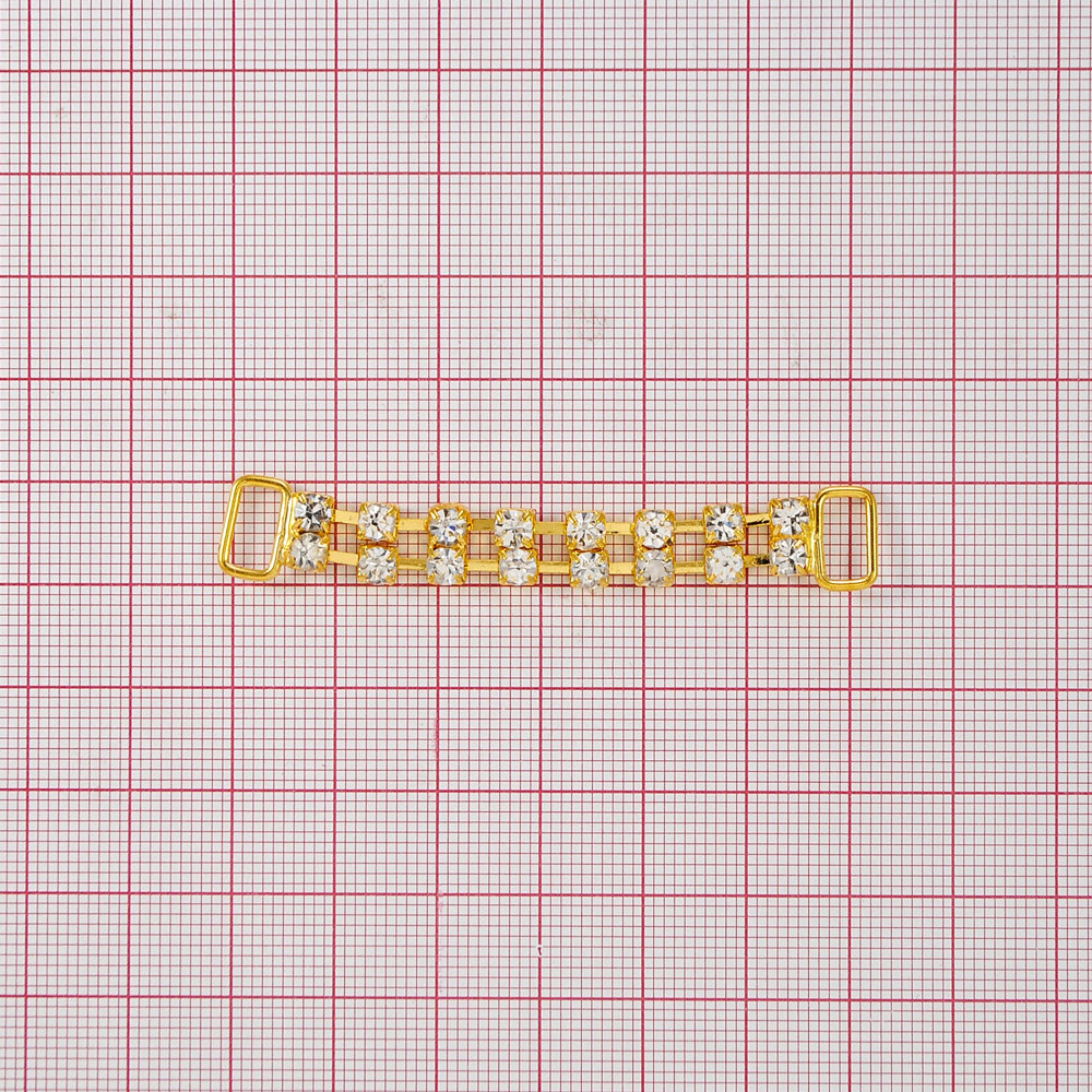 Украшение стеклянное 7635 /А-23 GOLD/ браслет кр. 8 пар. Перетяжка металл со стразами
