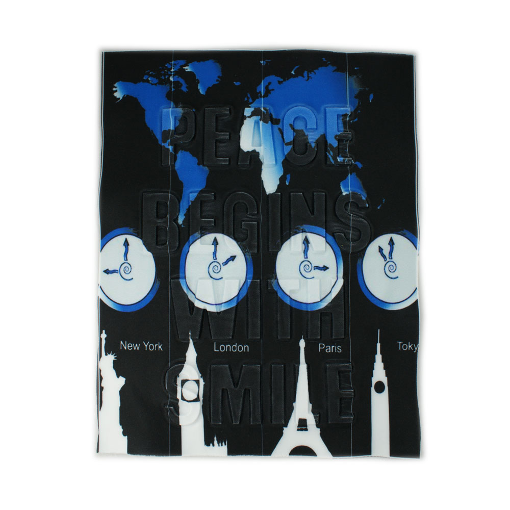 Аппликация пришивная конгрев Peace Begins Часы Города 19,6*24,7см черная, бело-голубой рисунок, шт. Аппликации Пришивные Рельефные