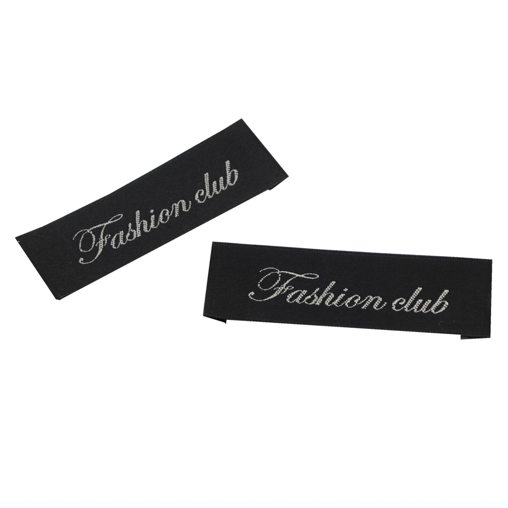 Этикетка тканевая вышитая шт. Fashion Club 2,5*7,5см черная, шт. Вышивка / этикетка тканевая