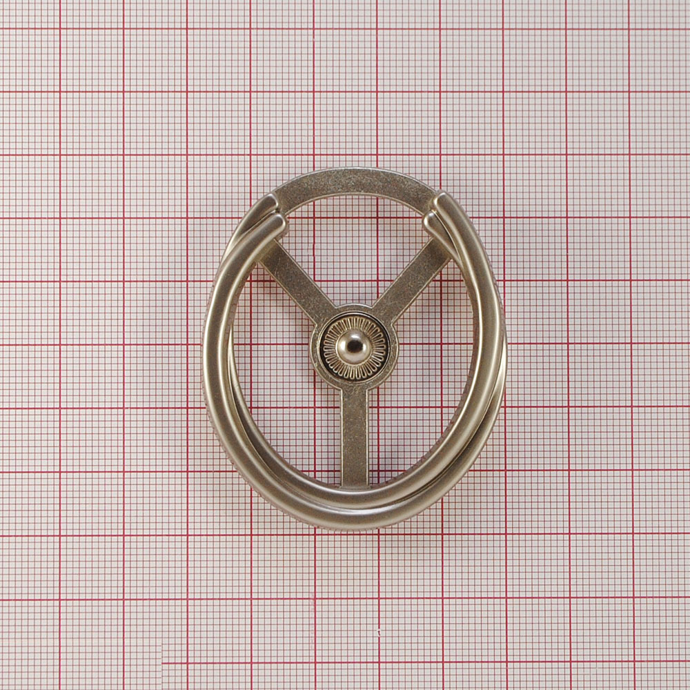 Кнопка металл 2 кольца нахлест, матовый никель, 50*45мм, шт.. Кнопка металл