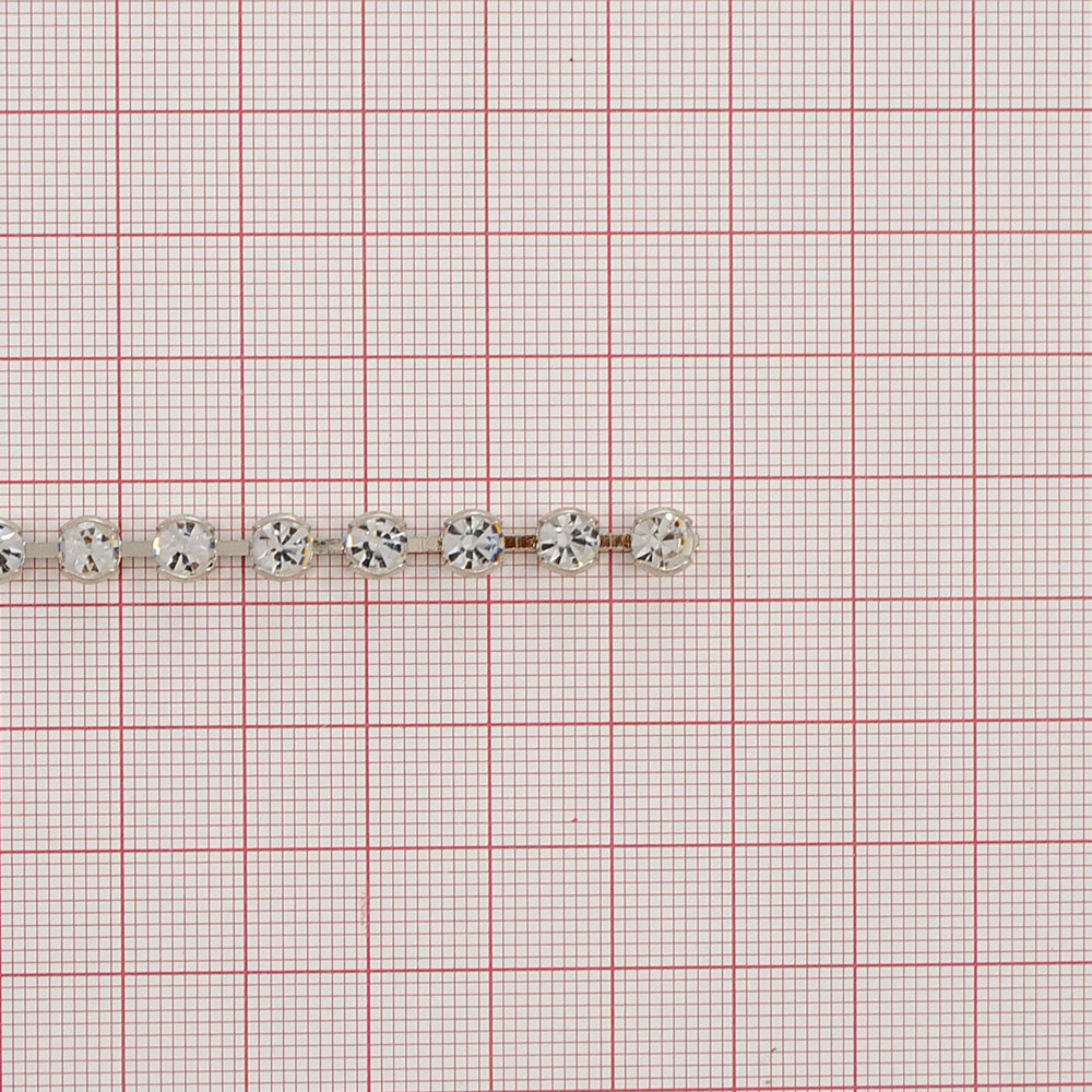 Тесьма стразы SS22 никель, белые камни, ярд. Тесьма из страз