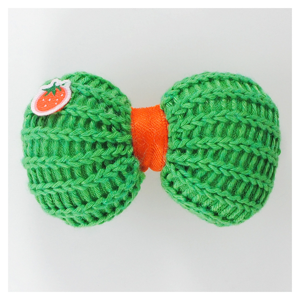 Аппликация тк. приш. дет. бантик вязаный 4*7см, зелен., оранж., шт. Аппликации Пришивные Кружевные Вязаные