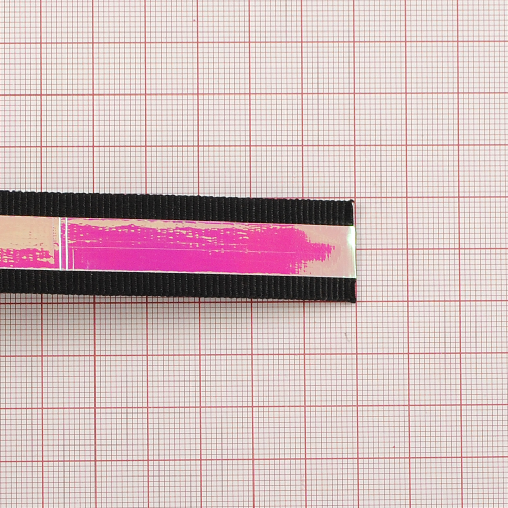 Тесьма тканевая голографическая, 2см, черный, ярд. Тесьма