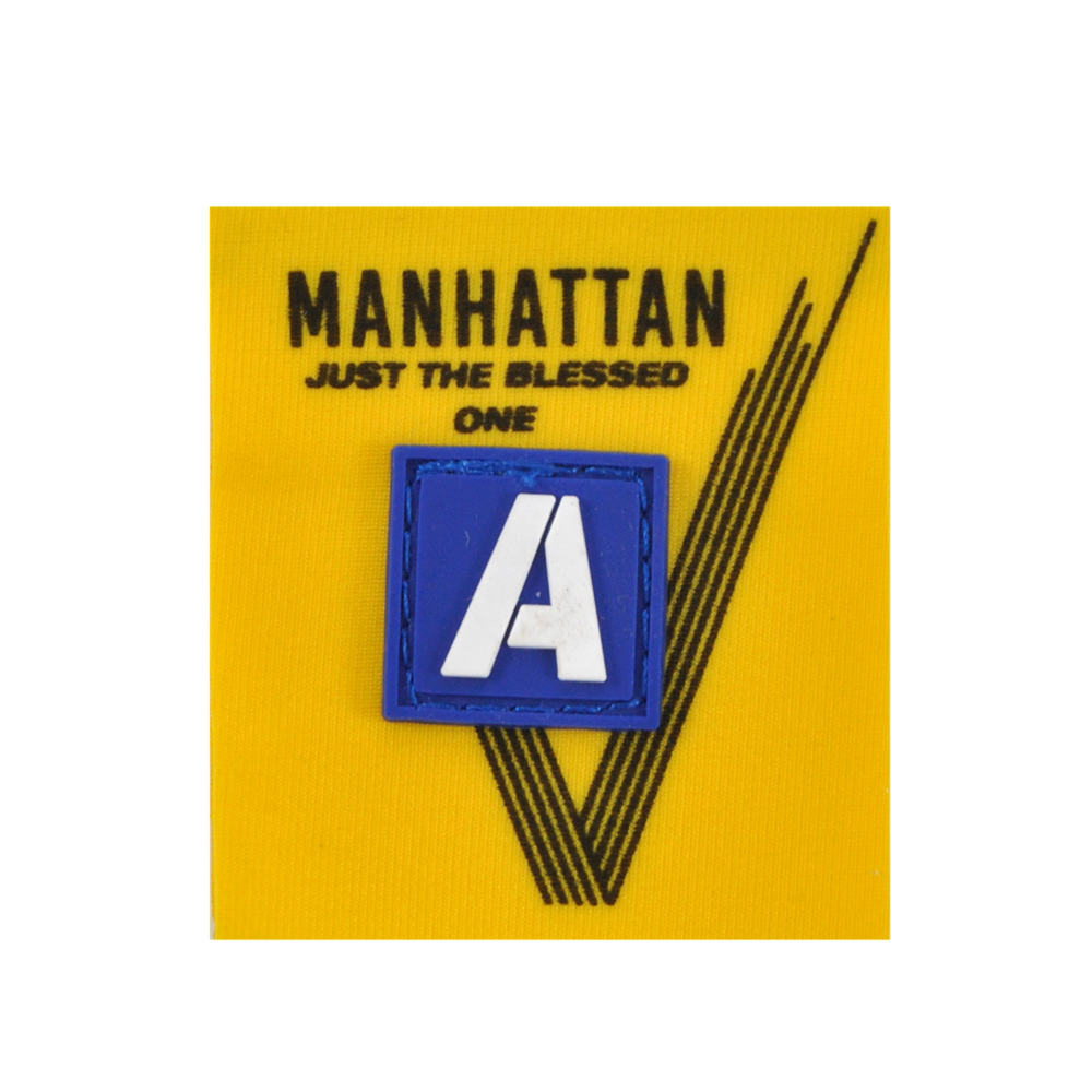 Лейба ткань и резина Manhattan, 4,9*5,5см, черный, желтый, синий, белый, шт. Лейба Ткань