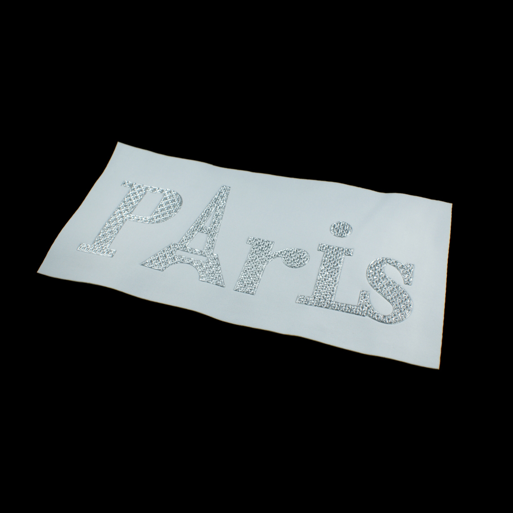 Аппликация пришивная PARIS с башней 13,5*27,5см, белая, серебро вышивка, шт. Аппликации Пришивные Постер