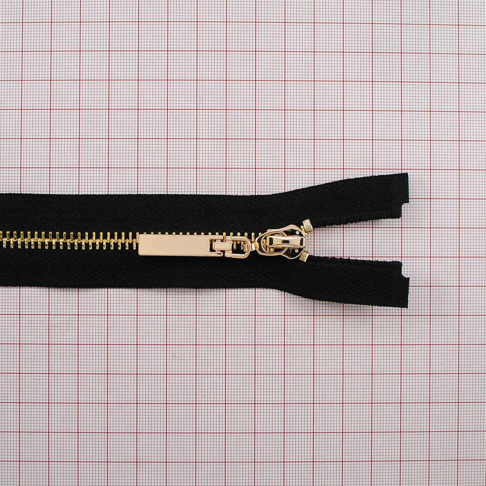 Змейка металлическая  №5 65см О/Е GOLD, черная ткань, односторонняя, шт. Змейка Металл