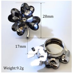 Клипса для пуговицы Клевер, серебро, камни, шт. Украшение для пуговицы