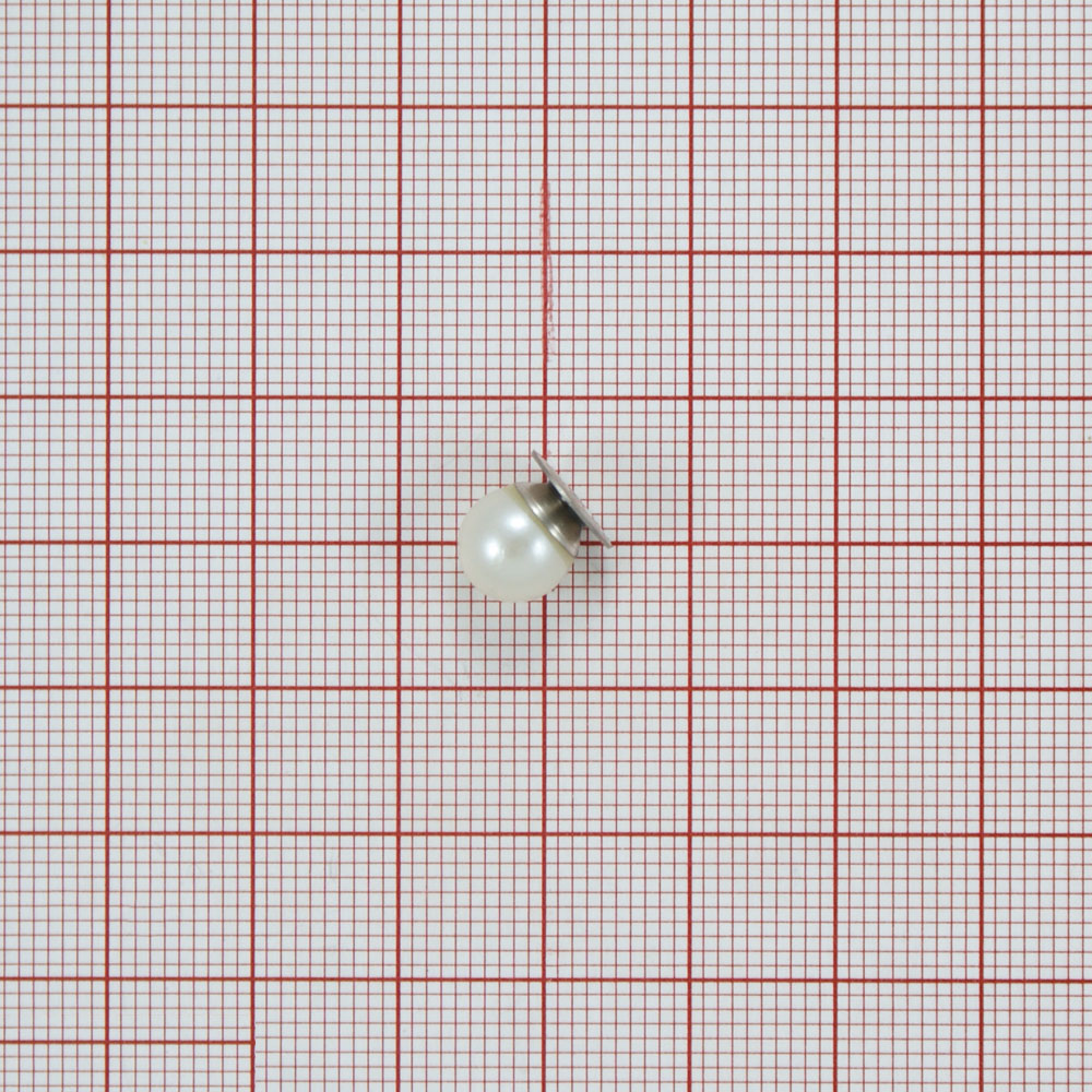 Украшение металл Жемчужина 8мм NIKEL, жемчуг, 1т.шт. Декор Металл на ножке (для кожи, резины, ткани)