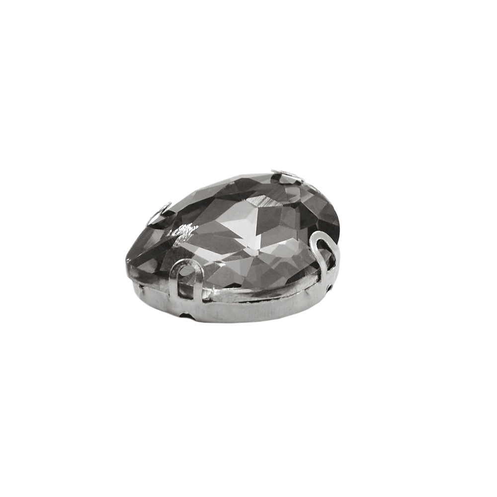 Стразы пришивные в металле, капля, 1,3*1,8см, black diamond, шт. Стразы пришивные в металле