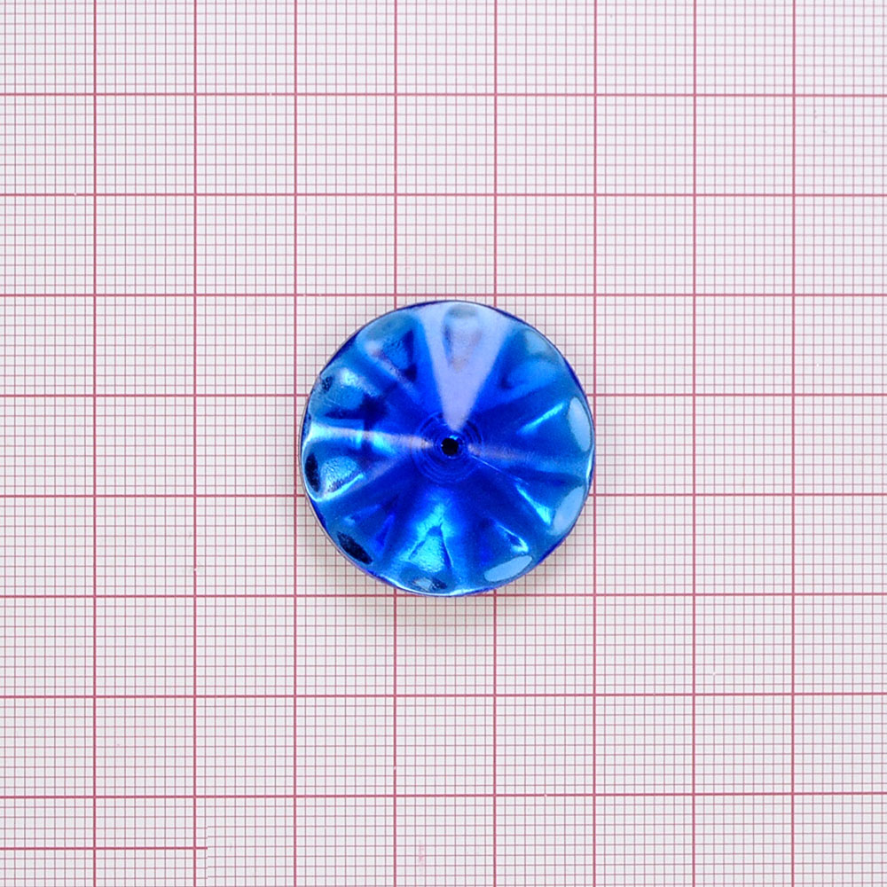 Стразы стеклянные пришивные один удар №30 кругл. синий (30мм), 1тыс.шт. Стразы пришивные