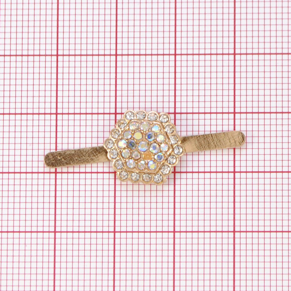 Краб камни АВ, в мет. Шестигранник, 1,25*1,35см, gold, шт. Крабы Металл Геометрия Декор