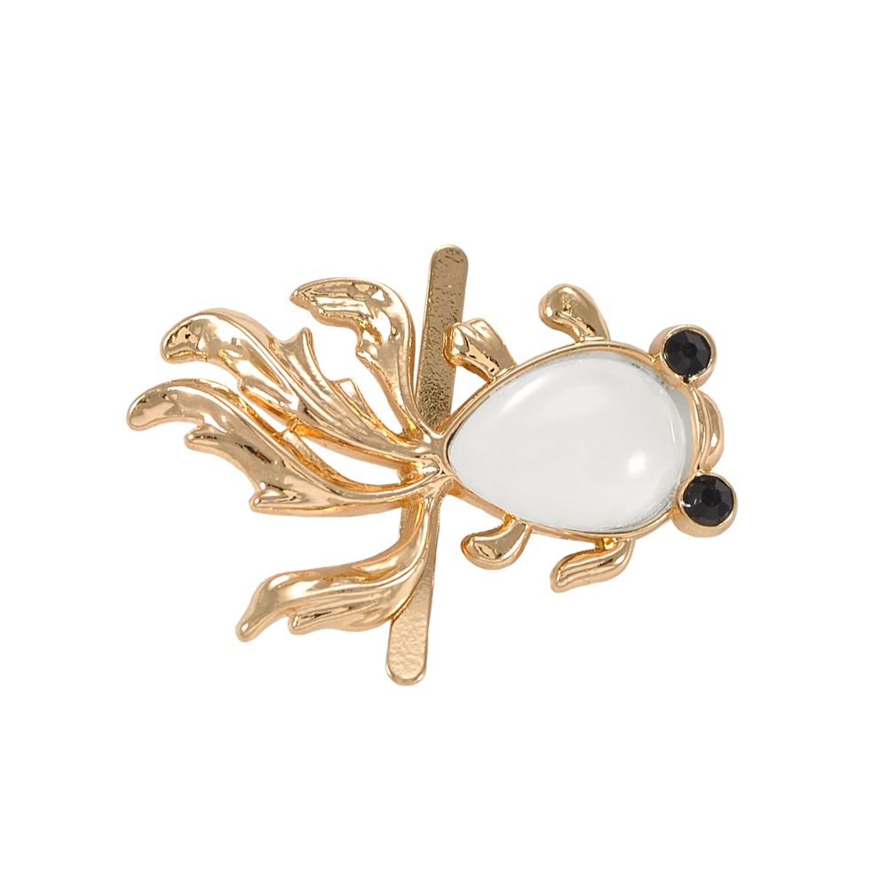 Краб металл Рыбка ЛЕВЫЙ 39*25, золото, черные камни, белый жемчуг, шт. Крабы Металл Цветы, Жуки