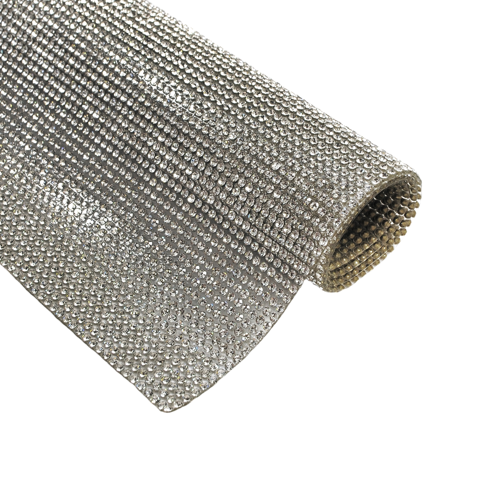 Стразы полотно клеевое №29 белые камни 2мм, 40*24см /96*150шт/, 1лист. Полотна из страз