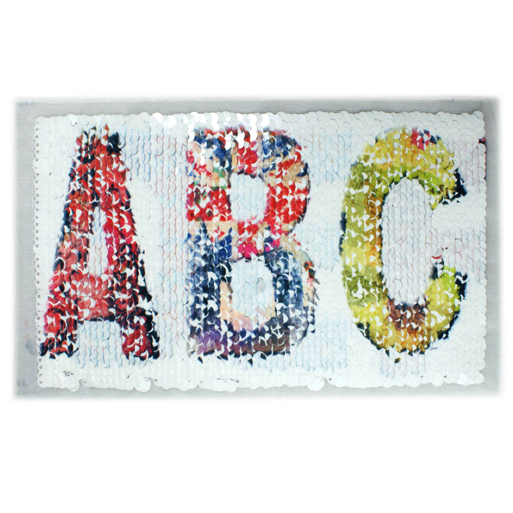 Аппликация пришивная пайетки двусторонняя Алфавит ABC/DEF 12,5*20см цветная, шт. Аппликации Пришивные Пайетки