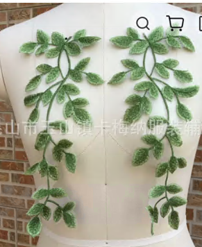 Аппликация вышивка Ветви, зеленый, ПАРА шт. Аппликации Пришивные Цветы Банты