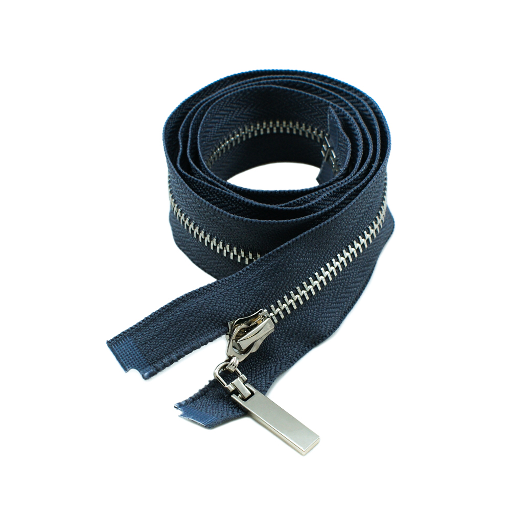 Змейка металлическая №5 85см, О/Е, Nickel и темно-серая ткань, шт. Змейка Металл