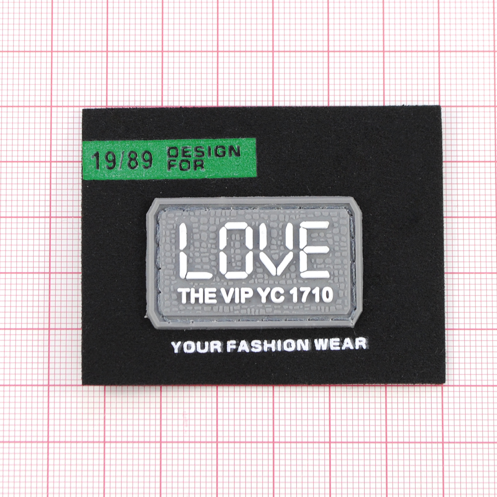 Лейба ткань.,Love 19/89, 6,5*5см, черн., зеленый, серый, шт. Лейба Ткань