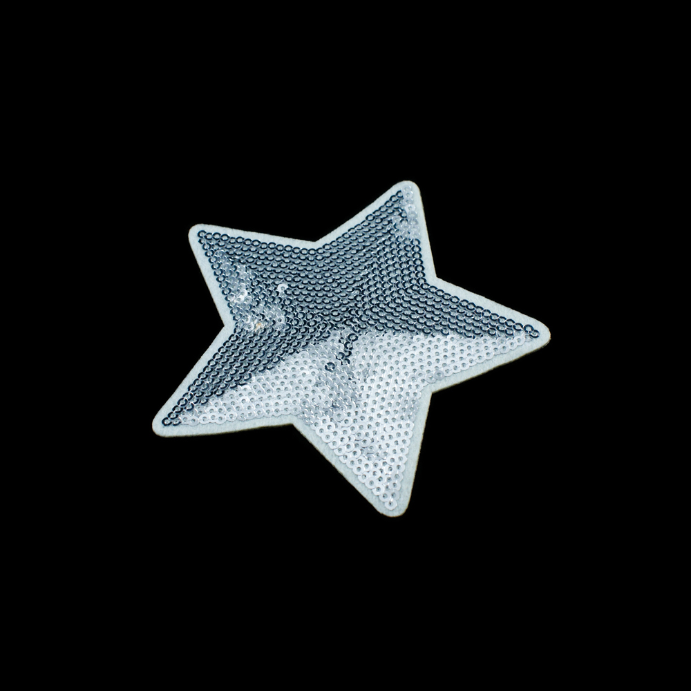 Аппликация клеевая пайетки Звезда 10*10см белый, серебряный, шт. Аппликации клеевые Пайетки