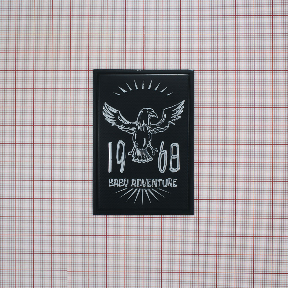 Лейба пластик 19-68 квадрат 5.5*8см черный, серебро. Лейба Пластик