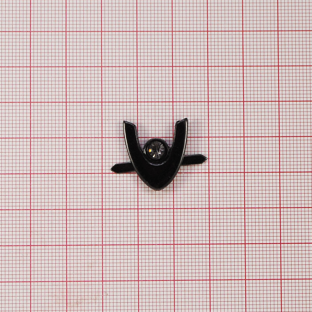 Краб металлический 5254 Бумеранг-стрелка, 1бел.камень BLACK NIKEL, шт. Крабы Металл Стразы