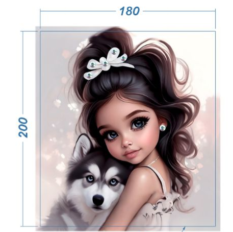 Аппликация композит, Девочка с хаски, 18*20cм, корол. атлас, сублимация, лазер, SS30 32601, шт. Аппликация композит