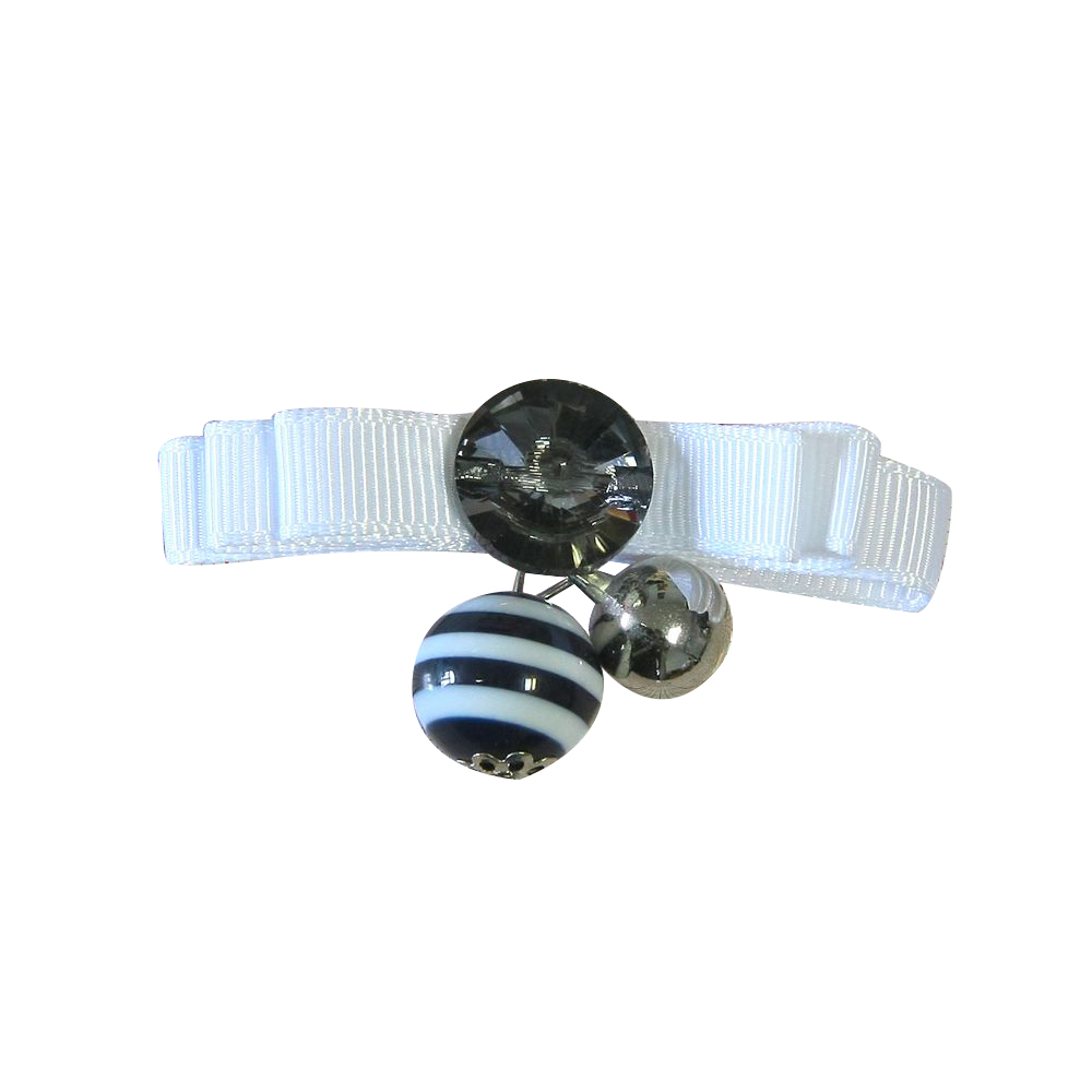 Аппликация декор обувная 17 белая, полосат.бусина, шт. Аппликации Пришивные Цветы Банты