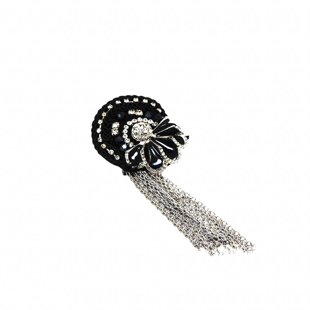 Аппликация декор Веревка круглая черная, подвески-цепочки. Аппликация Декор